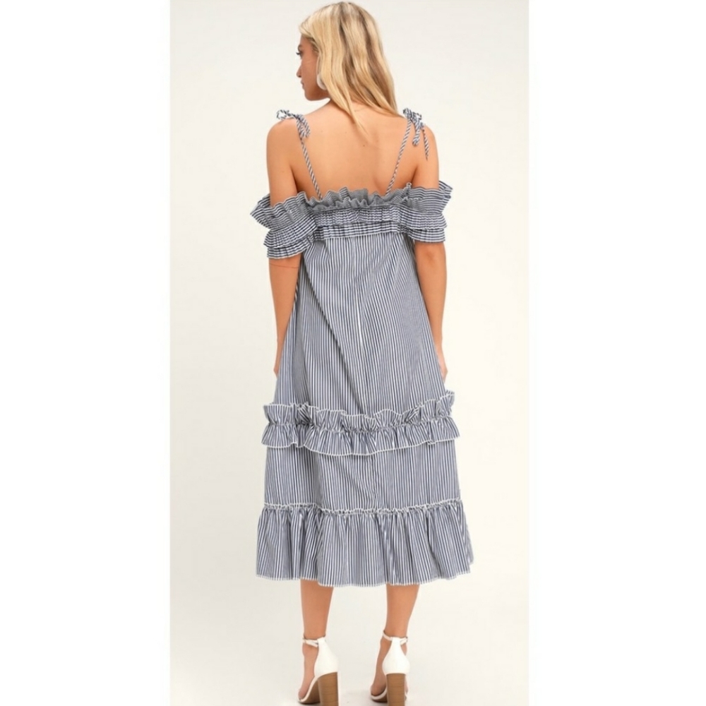 Lulu's striped ruffle midi dress - Picture 2 of 7